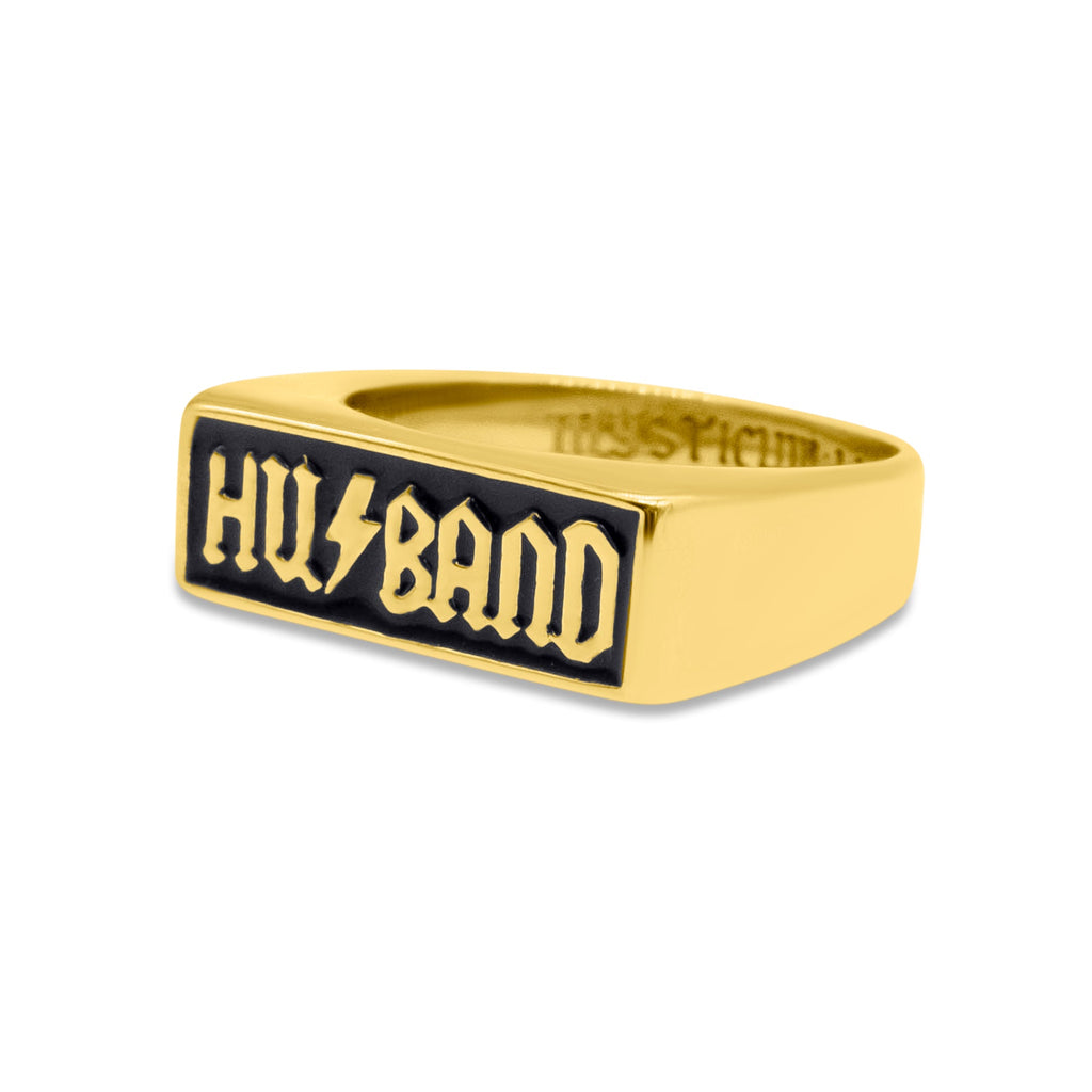 Husband Enamel Gold Signet Ring
