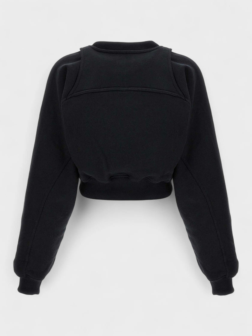 Off Stamp Round Crop Crewneck Black White