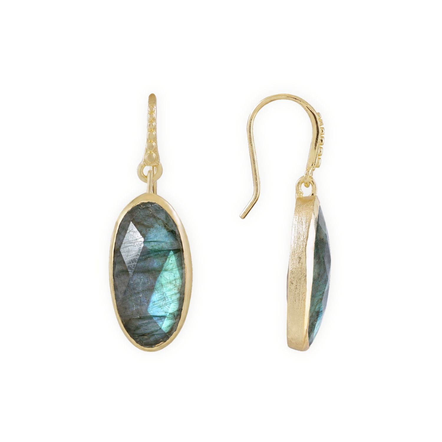 Charis Oval Gemstone Earrings Labradorite