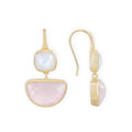 Charis Halfmoon Double Gemstone Earrings Moonstone & Rose Quartz