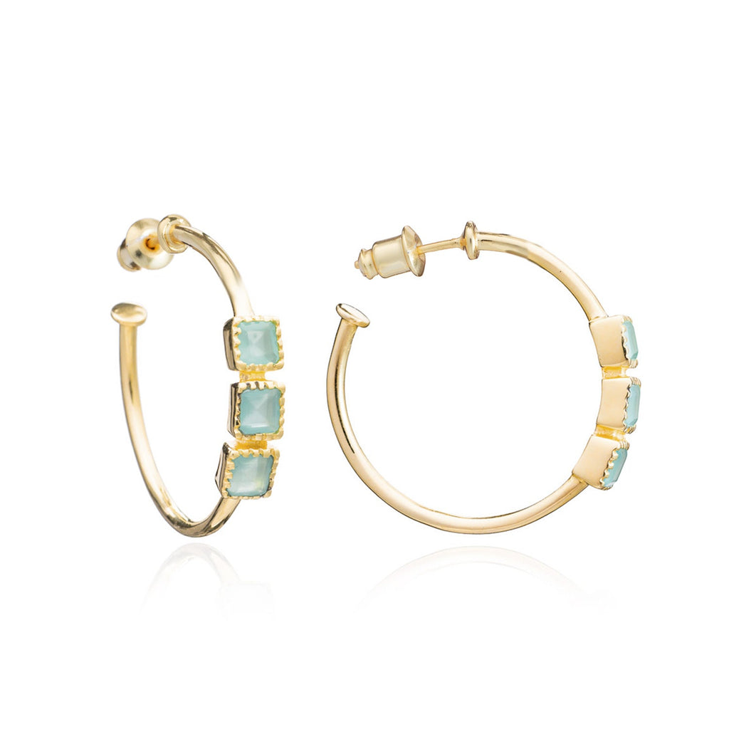 Athena Mosaic Hoops: Aqua Chalcedony