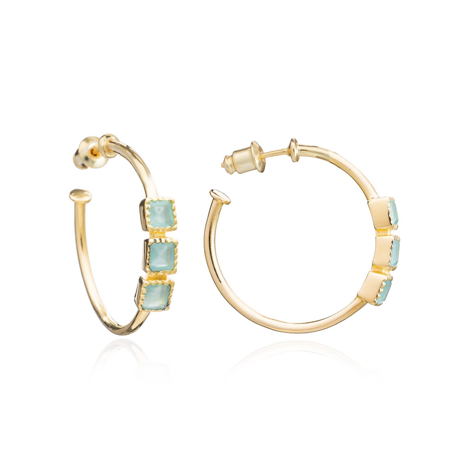 Athena Mosaic Hoops: Aqua Chalcedony