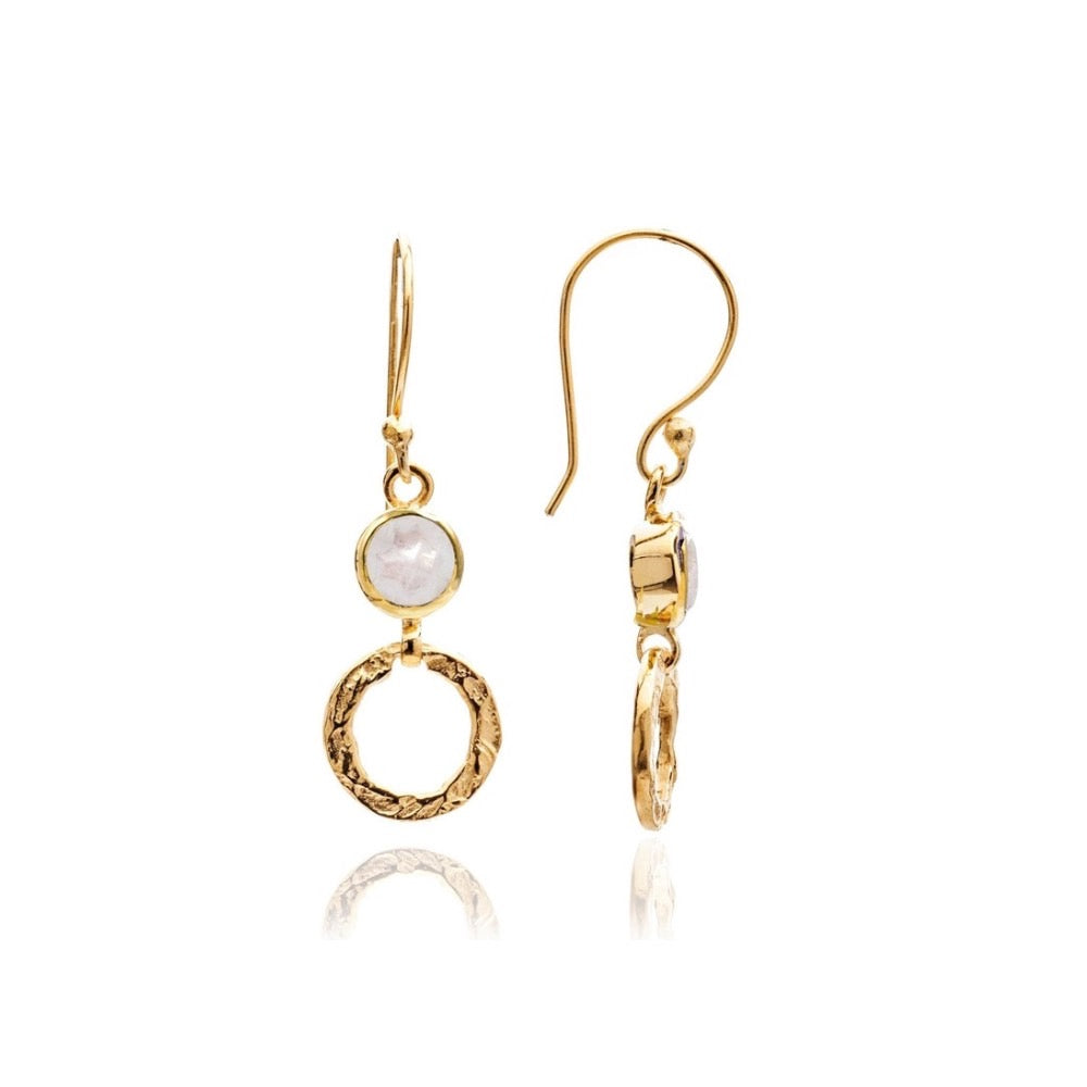 Larissa Gold Hoop and Gemstone Earrings: Moonstone