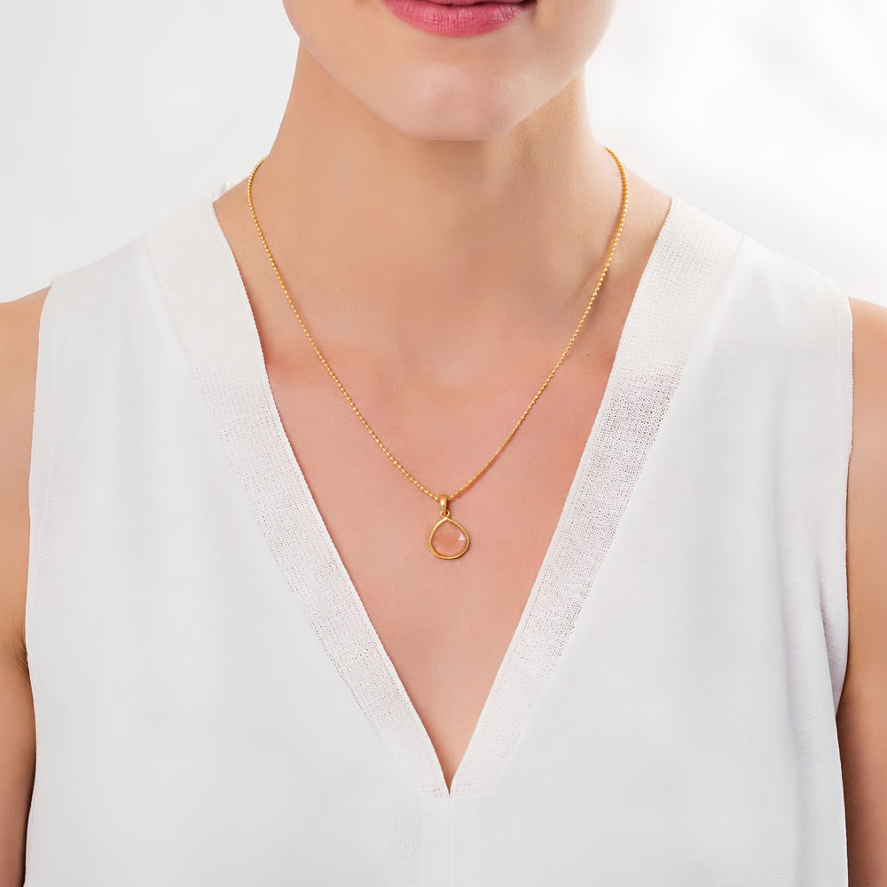 Eos Drop Gemstone Necklace: Peach Moonstone