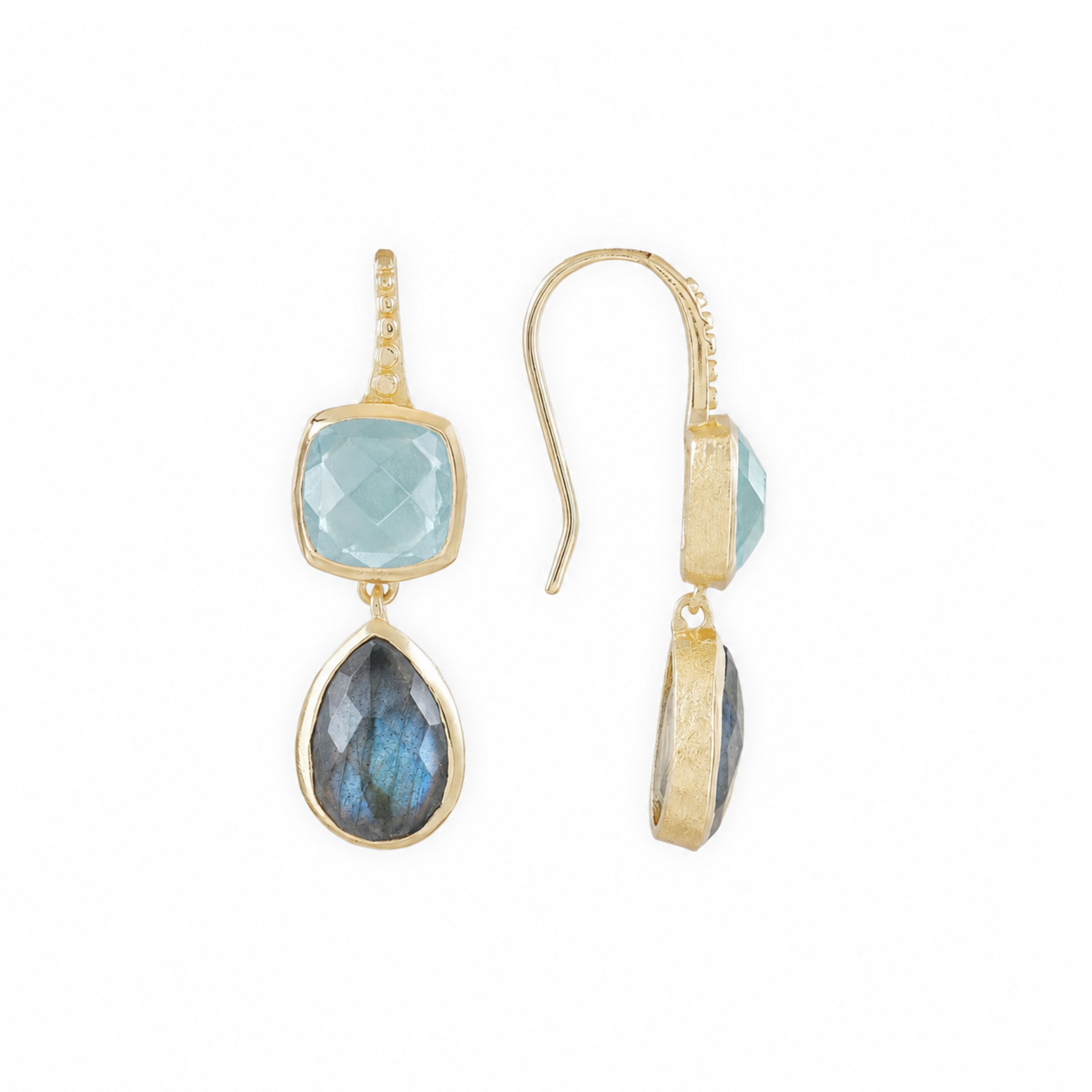 Charis Double Gemstone Earrings Pariba Onyx & Labradorite