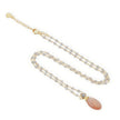Collier chaîne de perles double gemme Perséphone Pierre de lune pêche et Labradorite