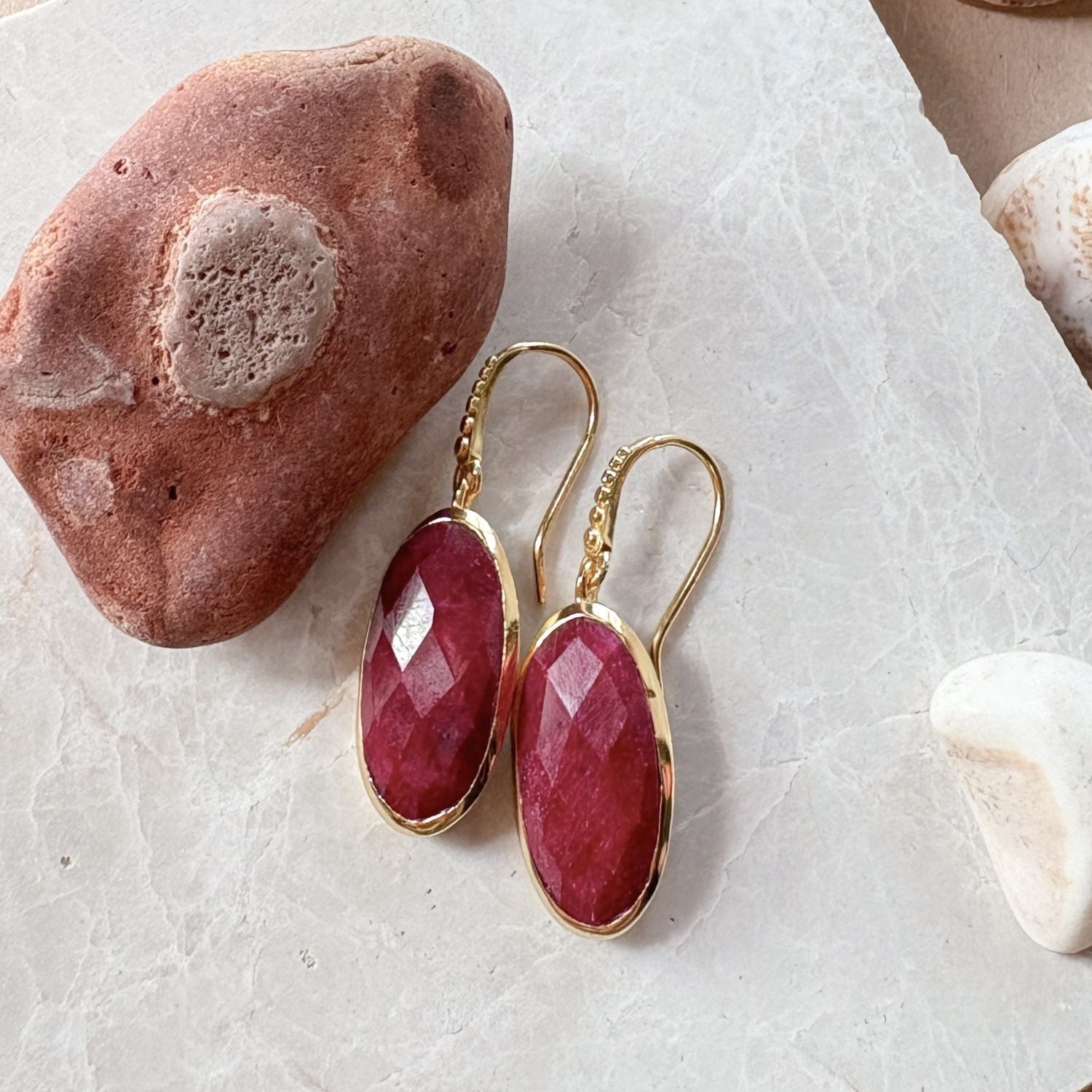 Charis Oval Gemstone Earrings Ruby