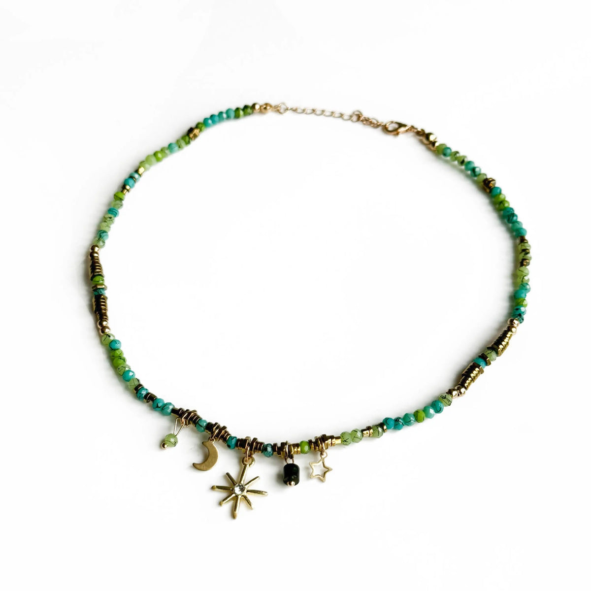 Collana Gaia con perline color acqua