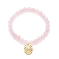 Astral Crucis Gemstone Beaded Bracelet Rosestone & Cubic Zirconia
