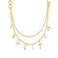 Gold Lyra Artemis Celestial Charm Necklace