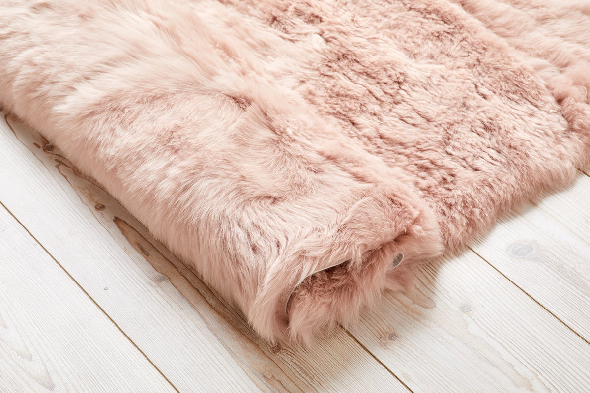 Soft pink shearling wellness mat