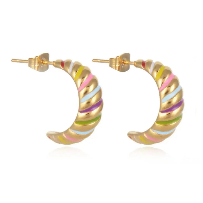 Orecchini Candy Stripe Vaani Luxe placcati in oro 18k