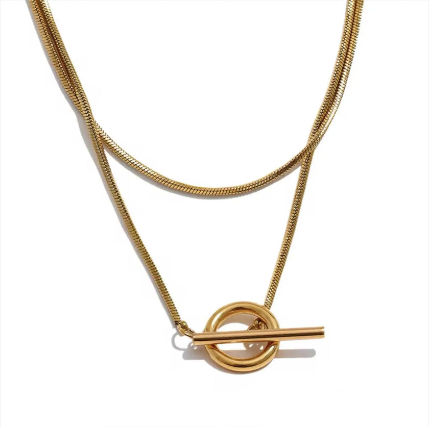 Collana avvolgente Matilda Luxe placcata in oro 18k con chiusura a T