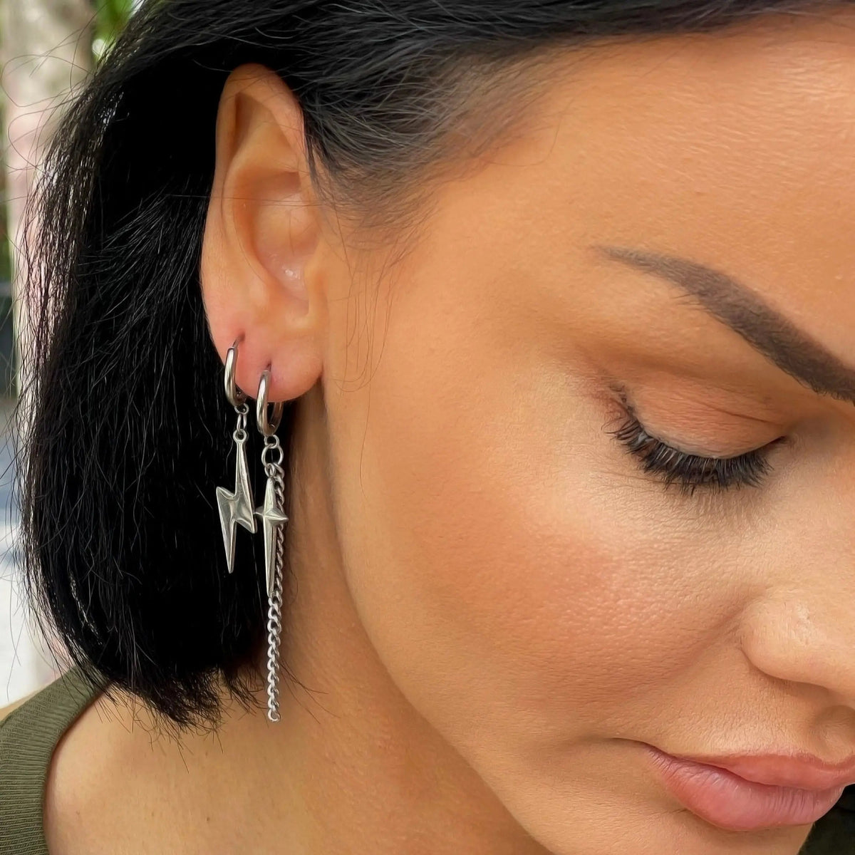 Atlas Lightning Bolt Mismatch Dangle Earrings