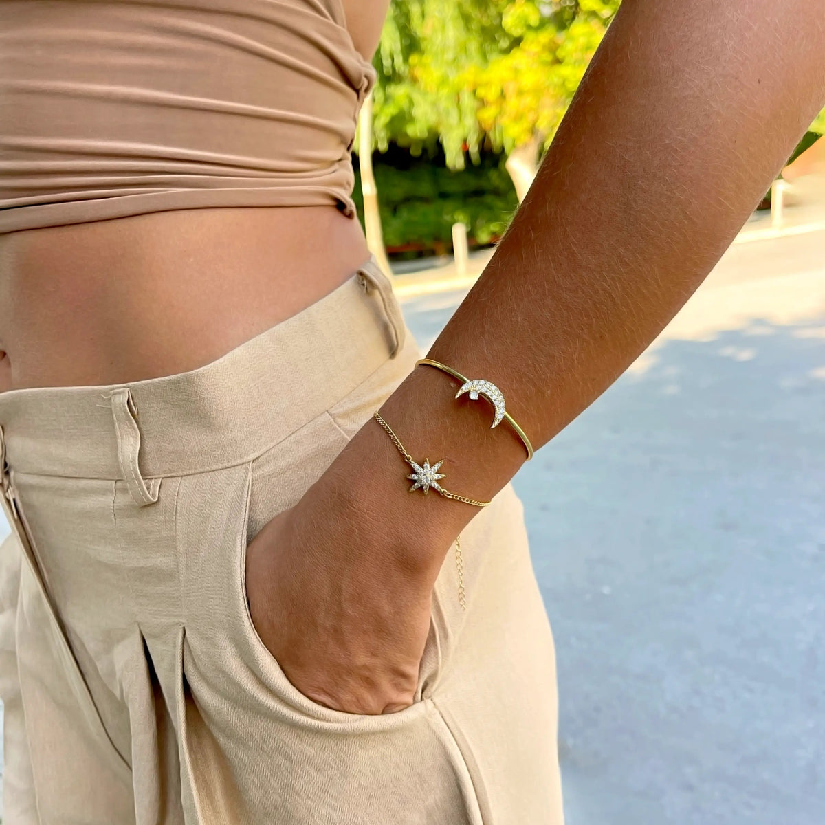 Set di bracciali Celestial Laila Luxe placcati in oro 18k