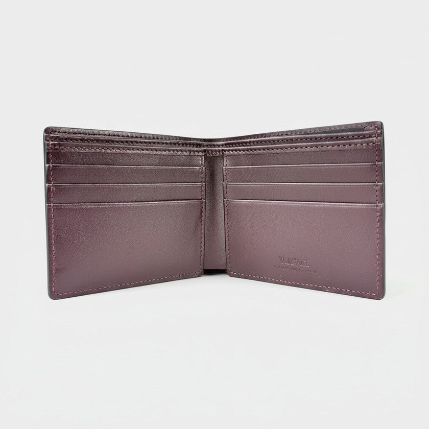 Medusa Leather Bi-fold Leather Wallet Garnet Brown