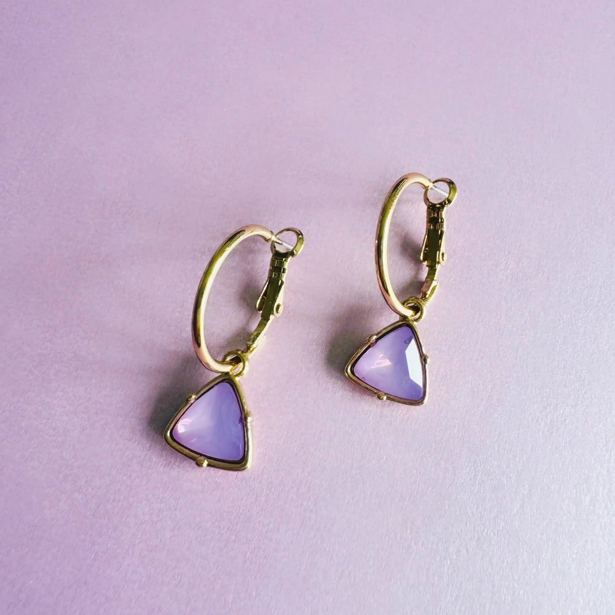 Holly Lilac Gem Gold Hoop Earrings