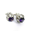 Silver Purple Gem Stone Cufflinks
