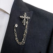 Rhinestone Cross Brooch Lapel Pin