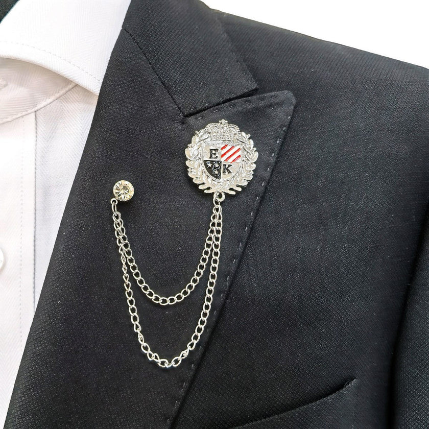 Stars & Stripes Shield Emblem Chain Lapel Pin