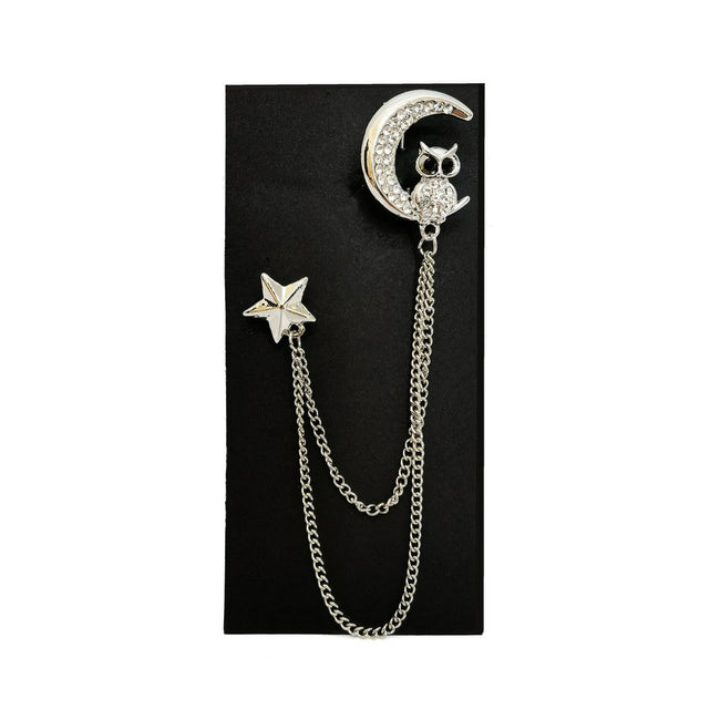 Owl At Night Lapel Chain Brooch