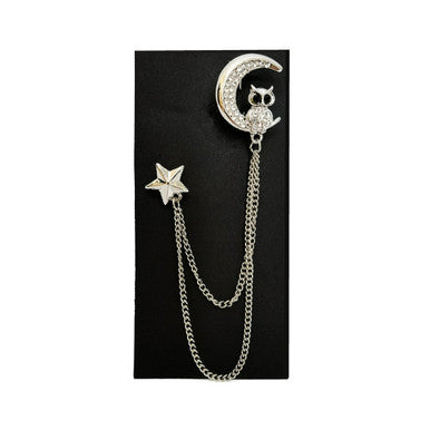 Owl At Night Lapel Chain Brooch