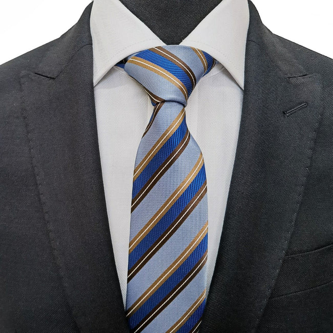 Blue And Brown Stripe Tie