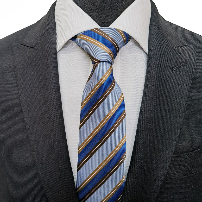 Blue And Brown Stripe Tie