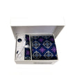 Purple Blue Geometric Pattern Tie & Cufflinks Set