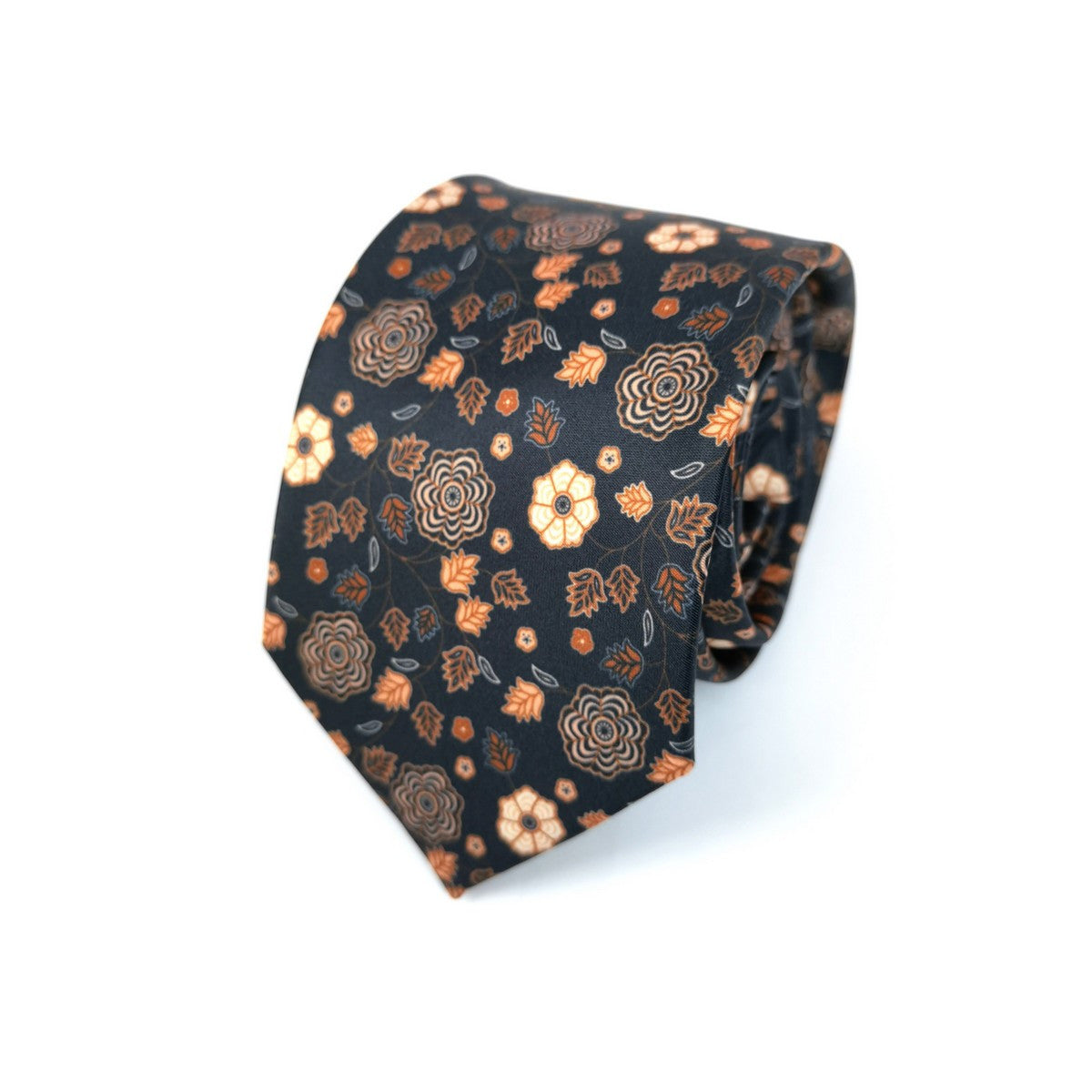 Brown Black Floral Tie