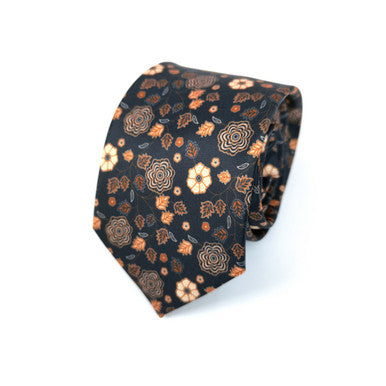 Brown Black Floral Tie