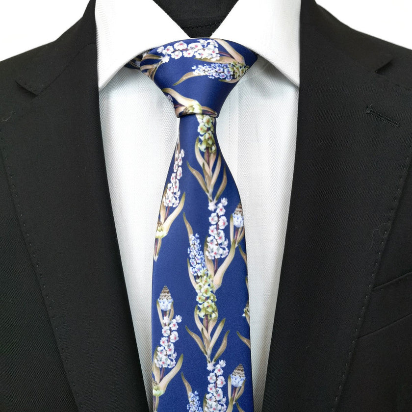 Blue Flower Print Tie