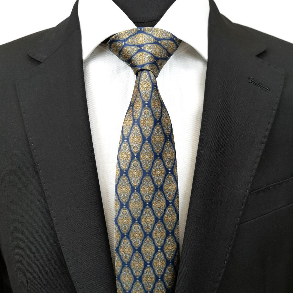 Navy Brown Geometric Tie