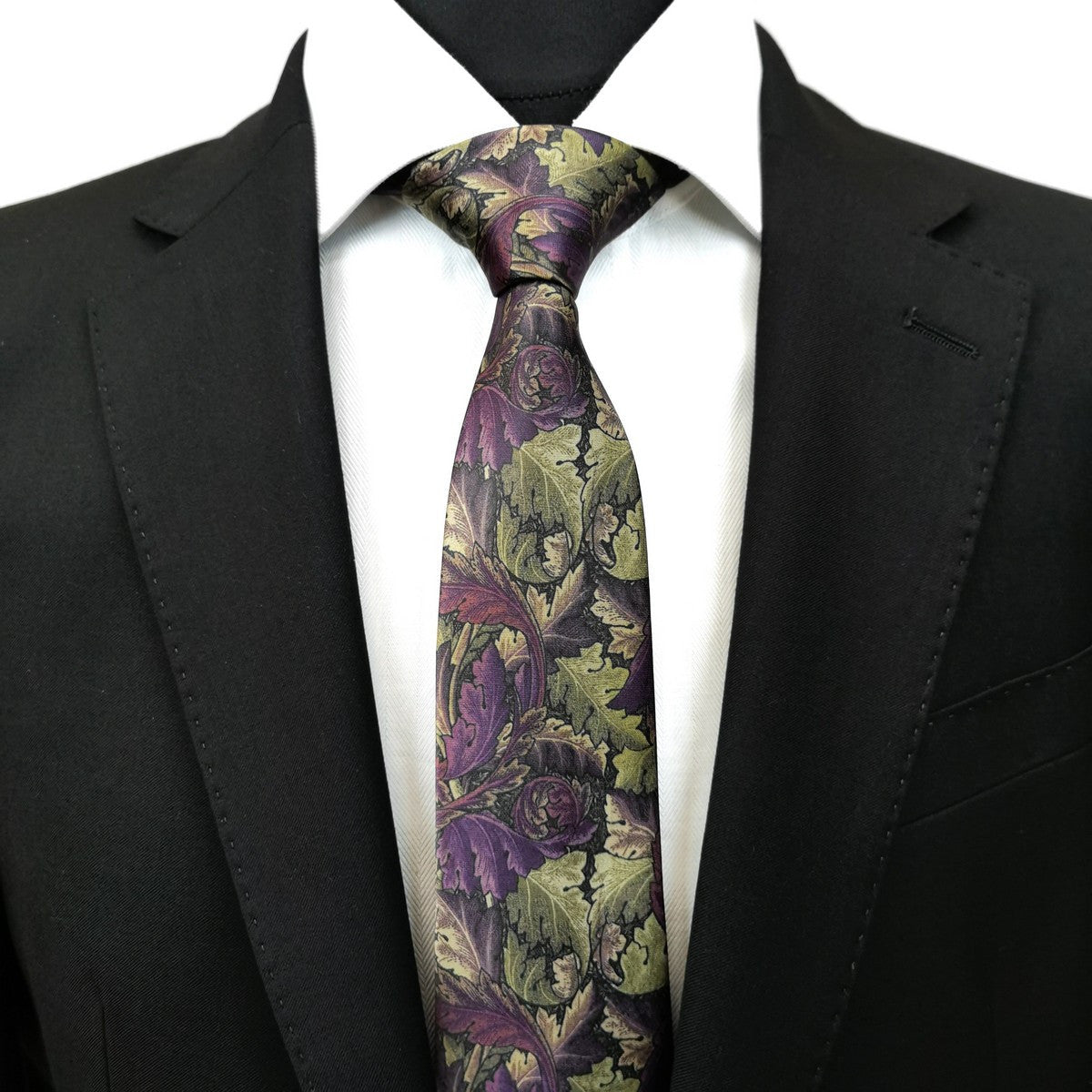 Purple Olive Floral Tie