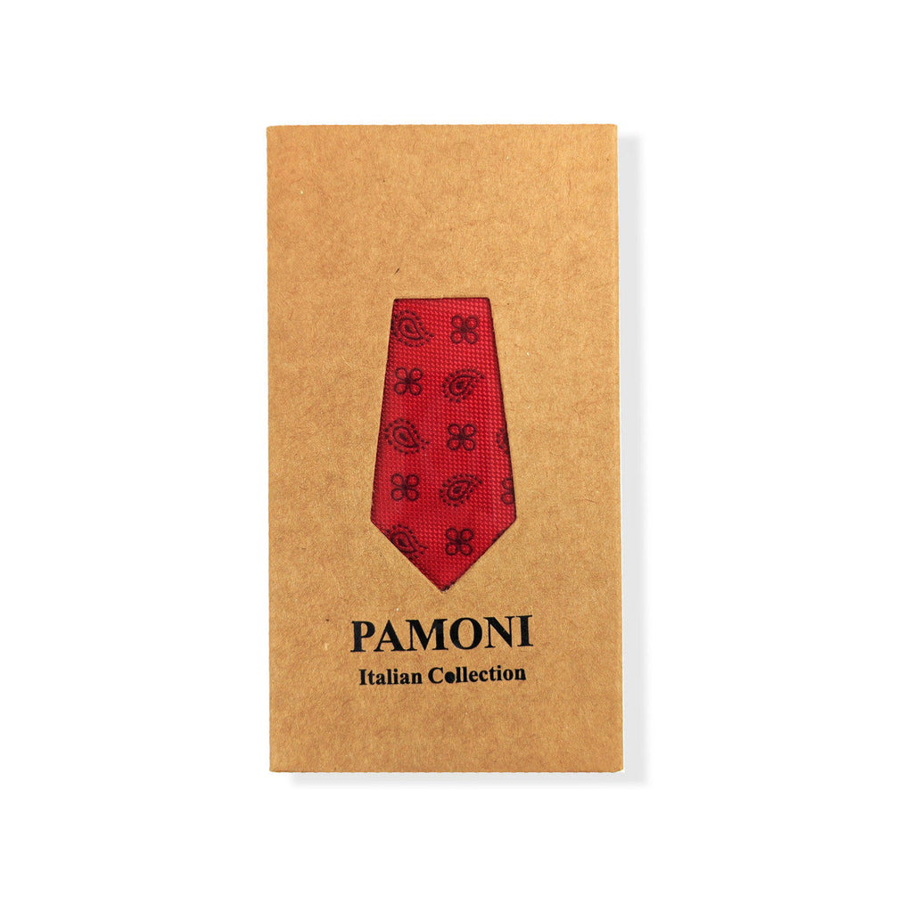 Red Geometric Tie & Pocket Square Set