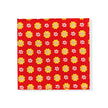 Red Yellow Flower Geometric Tie & Pocket Square Set