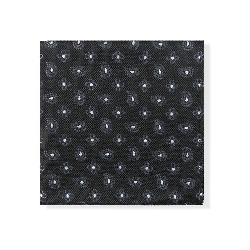 Black Geometric Tie & Pocket Square Set