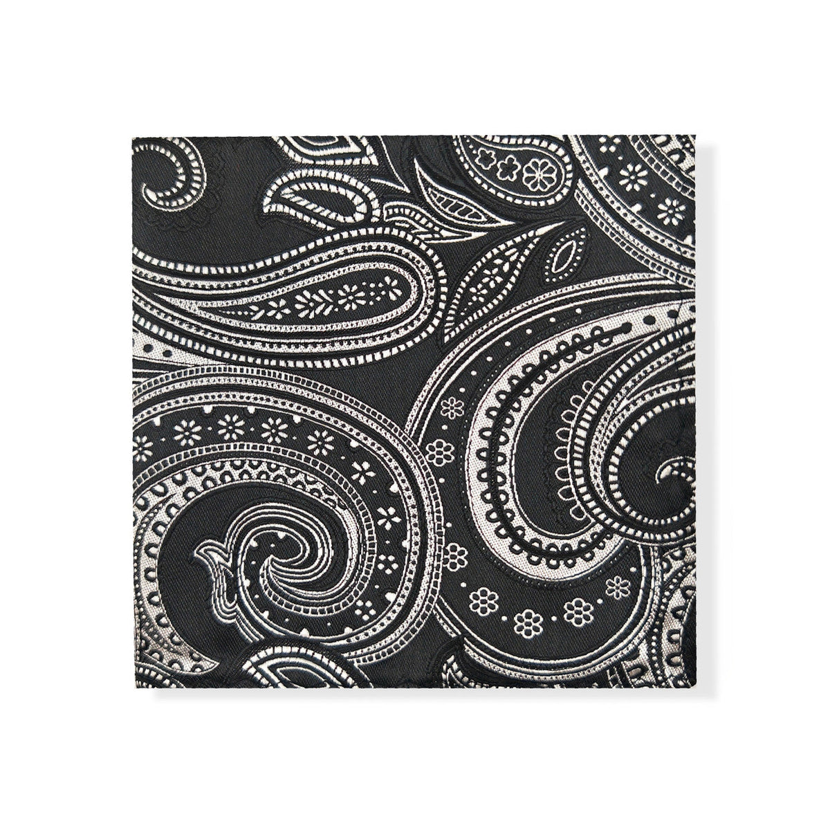Black Silver Paisley Tie & Pocket Square Set