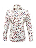 White Pink and Blue Flower Print Women's Shirt