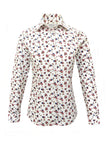 White Pink and Blue Flower Print Women's Shirt