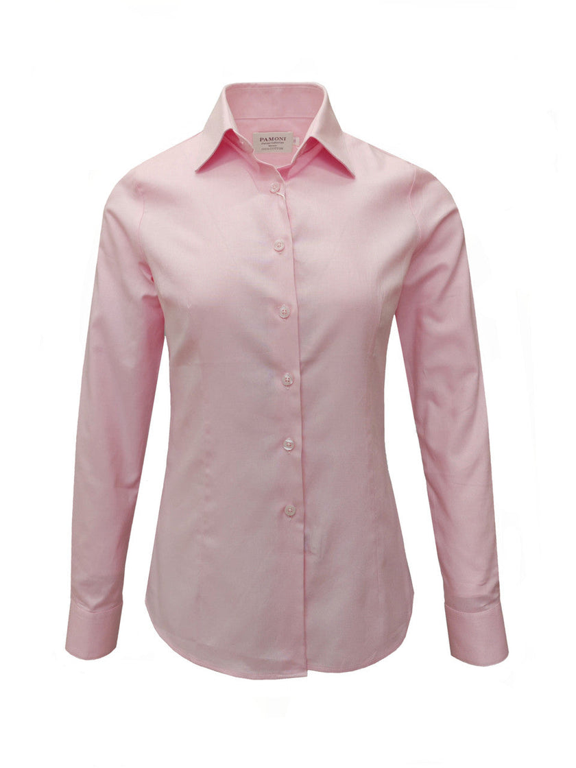 Women's Fitted Pink Oxford Shirt