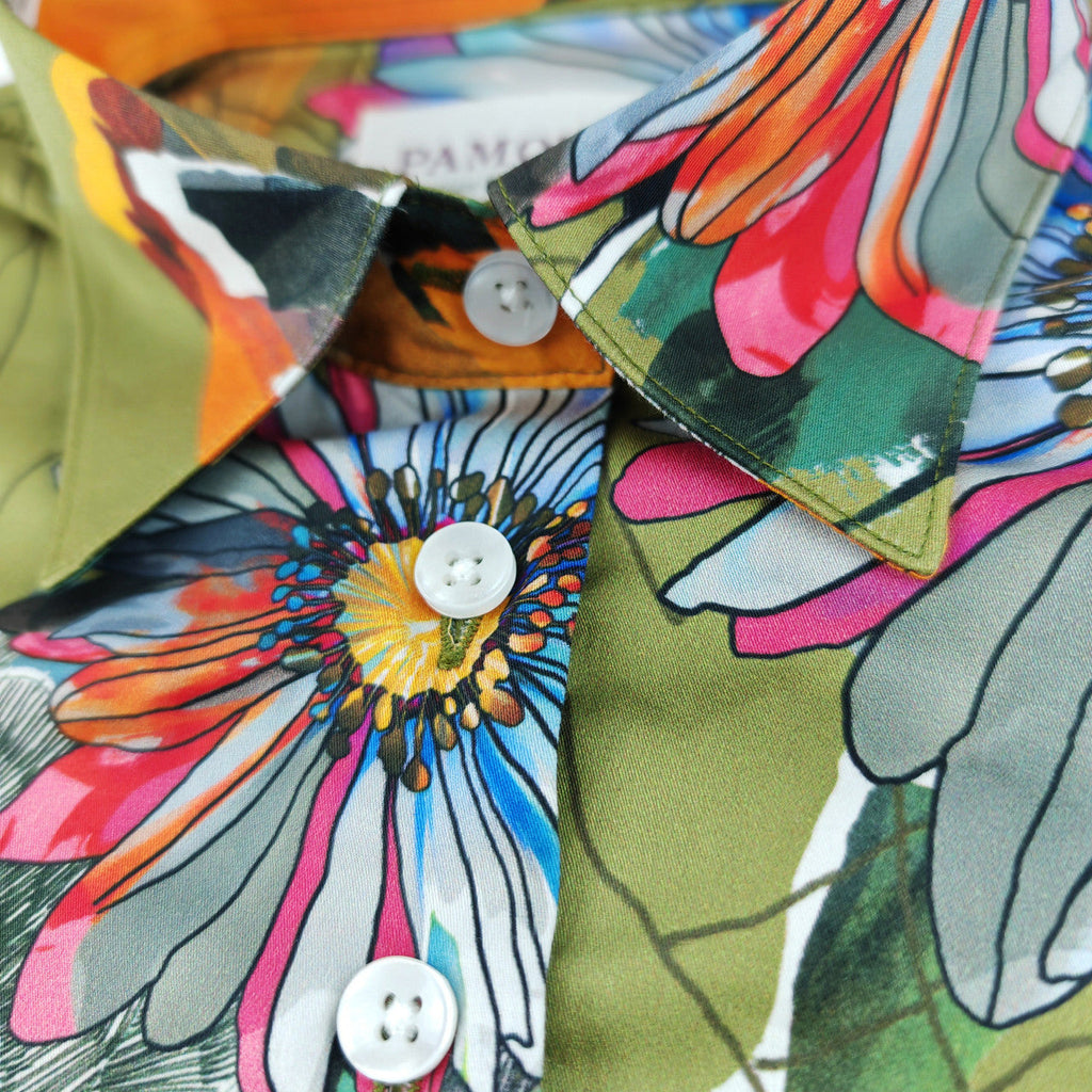 Women's Vibrant Floral Print Fitted Shirt