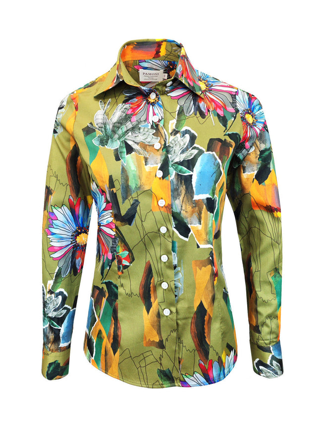 Women's Vibrant Floral Print Fitted Shirt