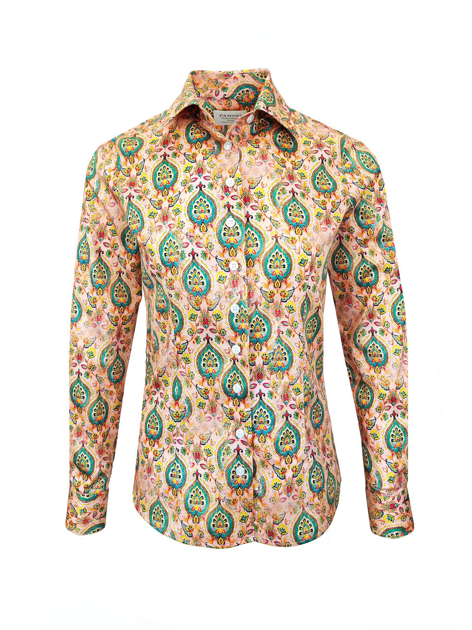 Elegant Paisley Blossom Women's Fitted Shirt