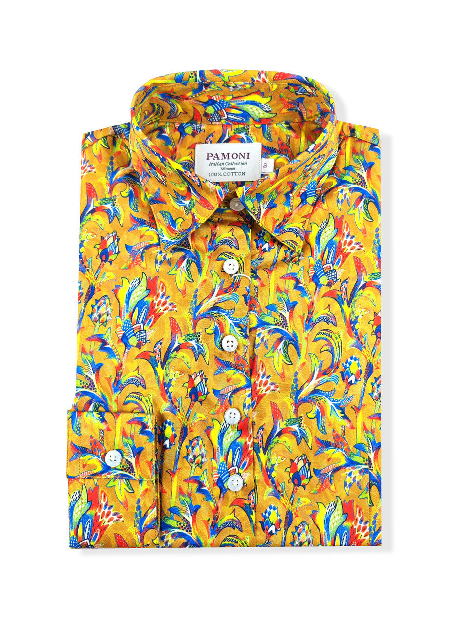 Golden Floral Breeze Women's Fitted Shirt