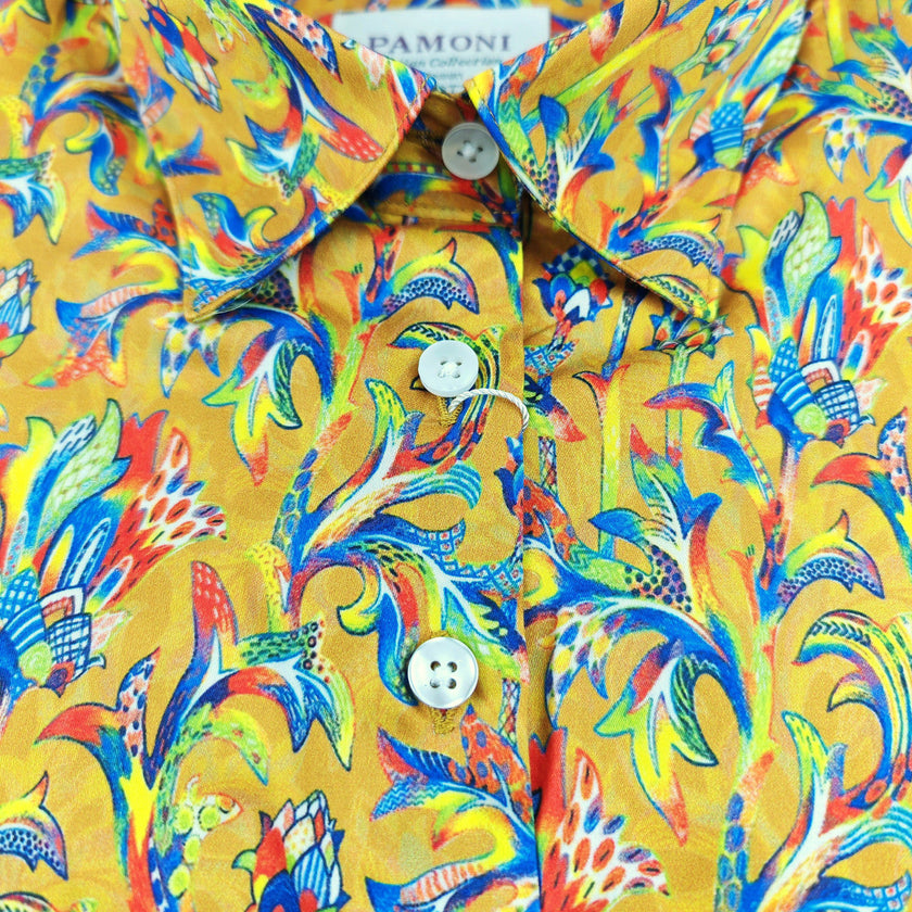 Golden Floral Breeze Women's Fitted Shirt