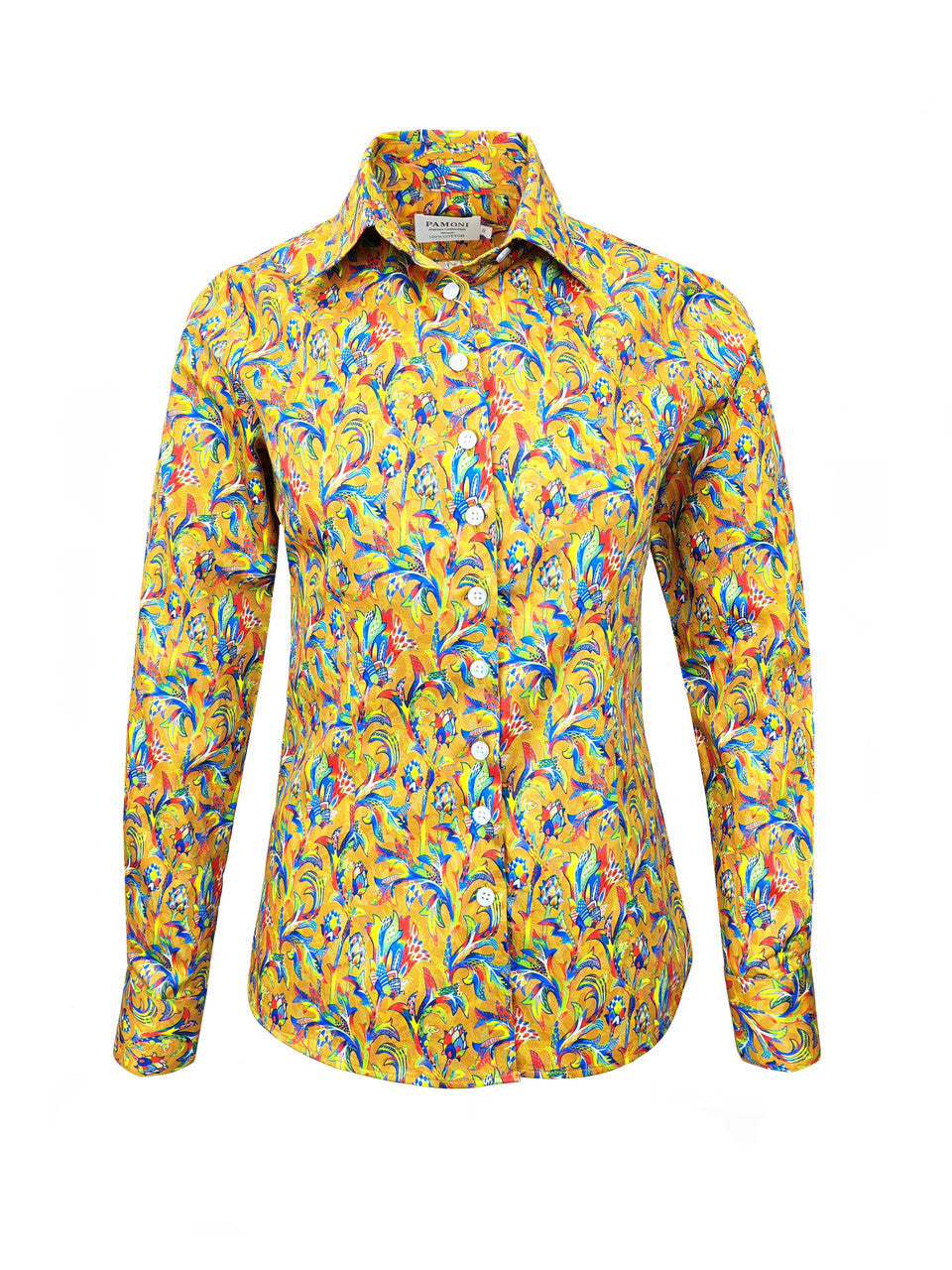 Golden Floral Breeze Women's Fitted Shirt