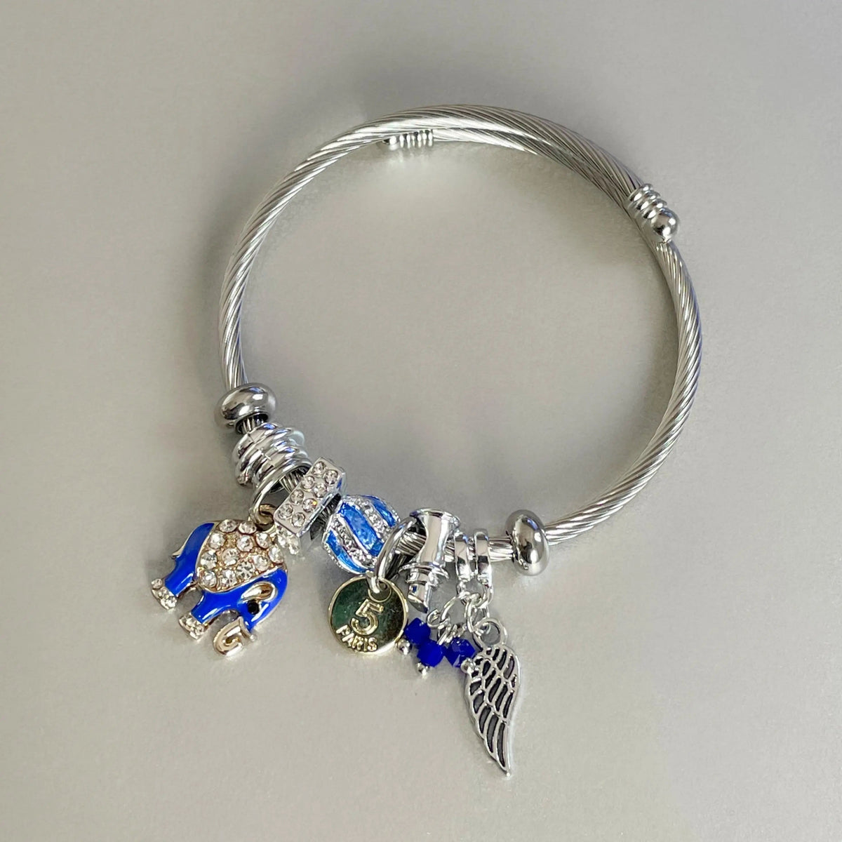 Braccialetto con ciondolo a forma di elefante Nixi Silver