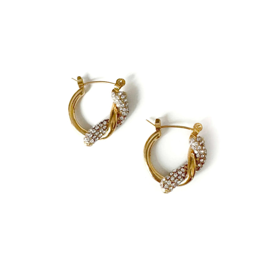Boucles d'oreilles torsadées ornées de bijoux plaqué or 18 carats Indigo Luxe