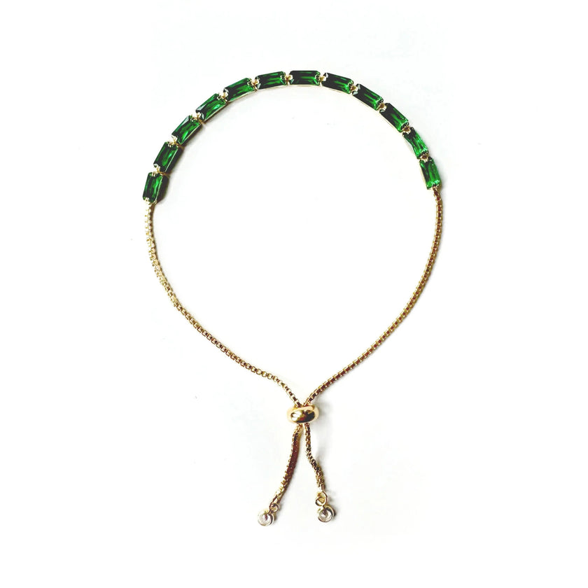 Bracciale regolabile Brianna con pietre verdi